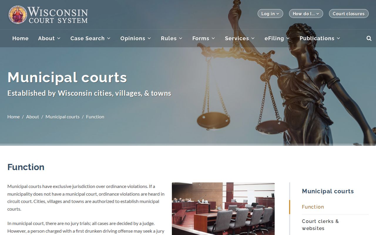 Kewaunee County traffic court municipal routing