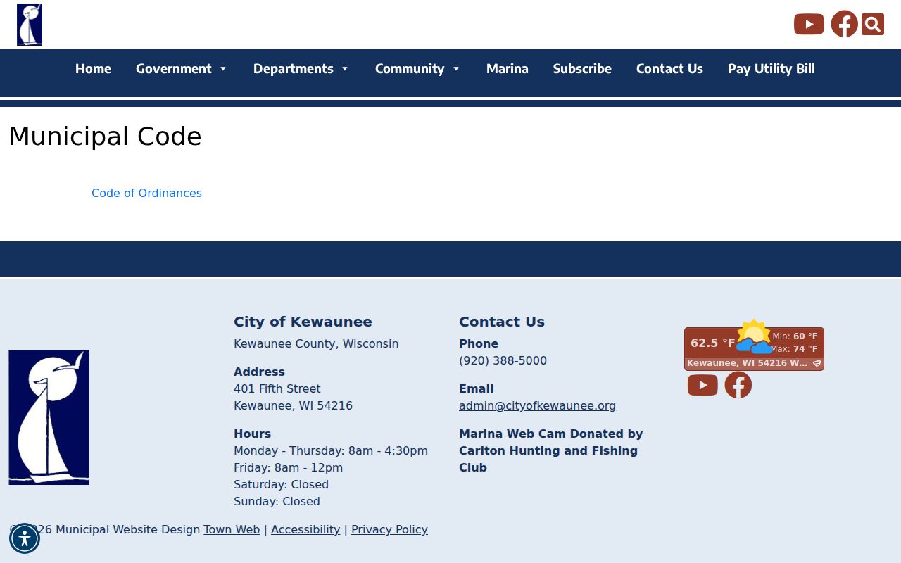 Kewaunee city court records municipal code page