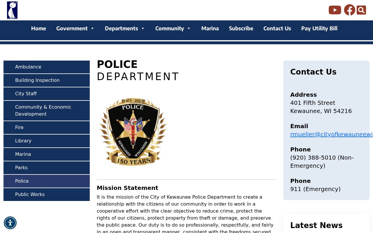 Kewaunee court citation police contact
