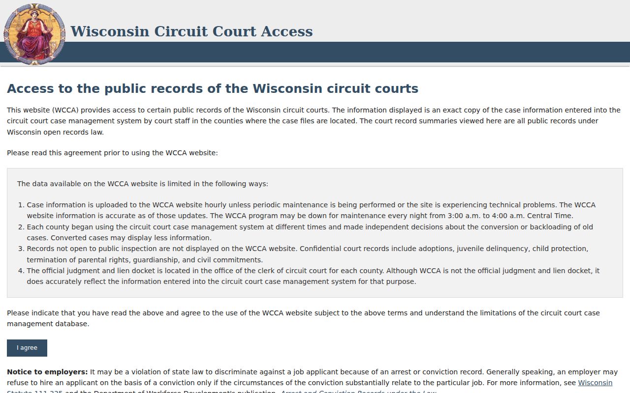 Kewaunee County court docket search through Wisconsin Circuit Court Access